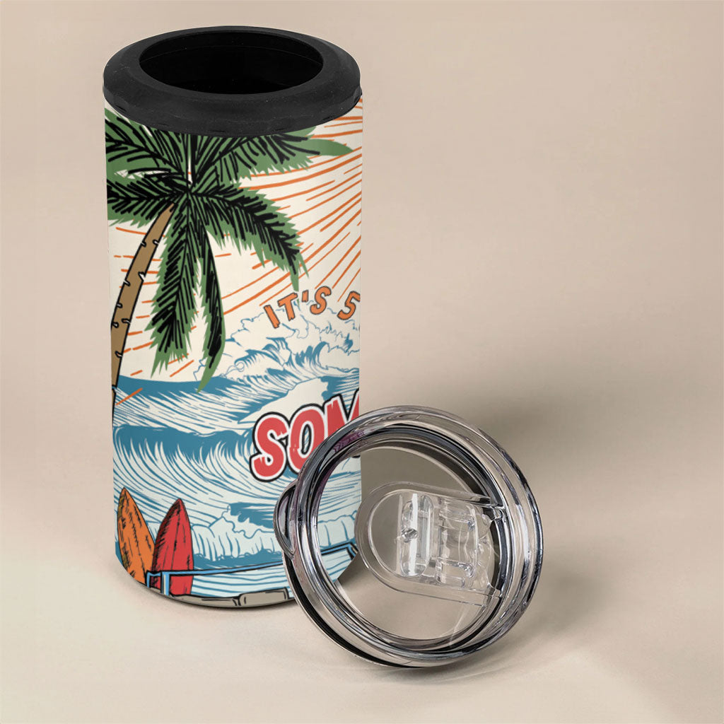 Summer Holiday It's 5 o'clock Somewhere Vintage Hawaii 4 in 1 Can Cooler Tumbler
