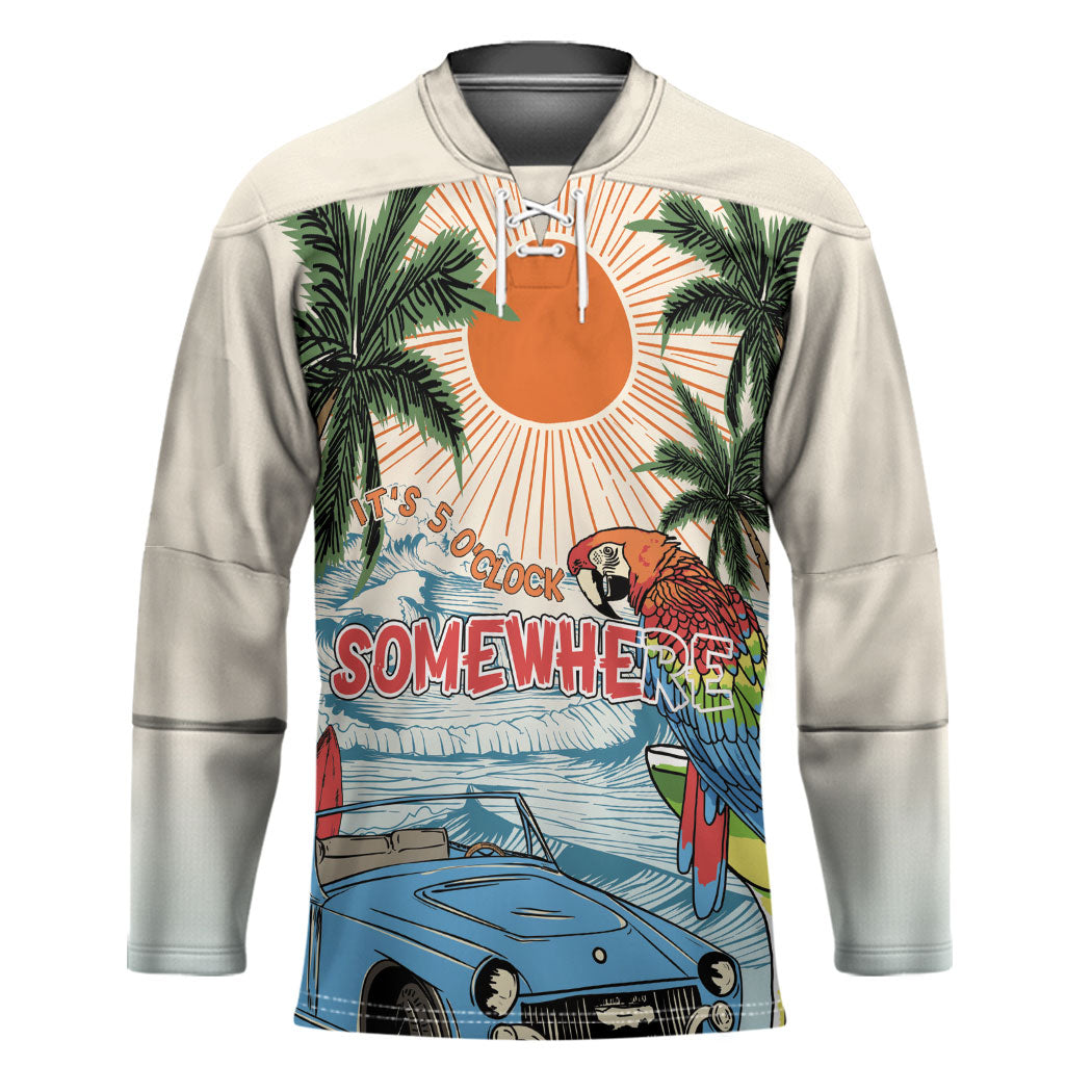Summer Holiday It's 5 o'clock Somewhere Vintage Hawaii Hockey Jersey
