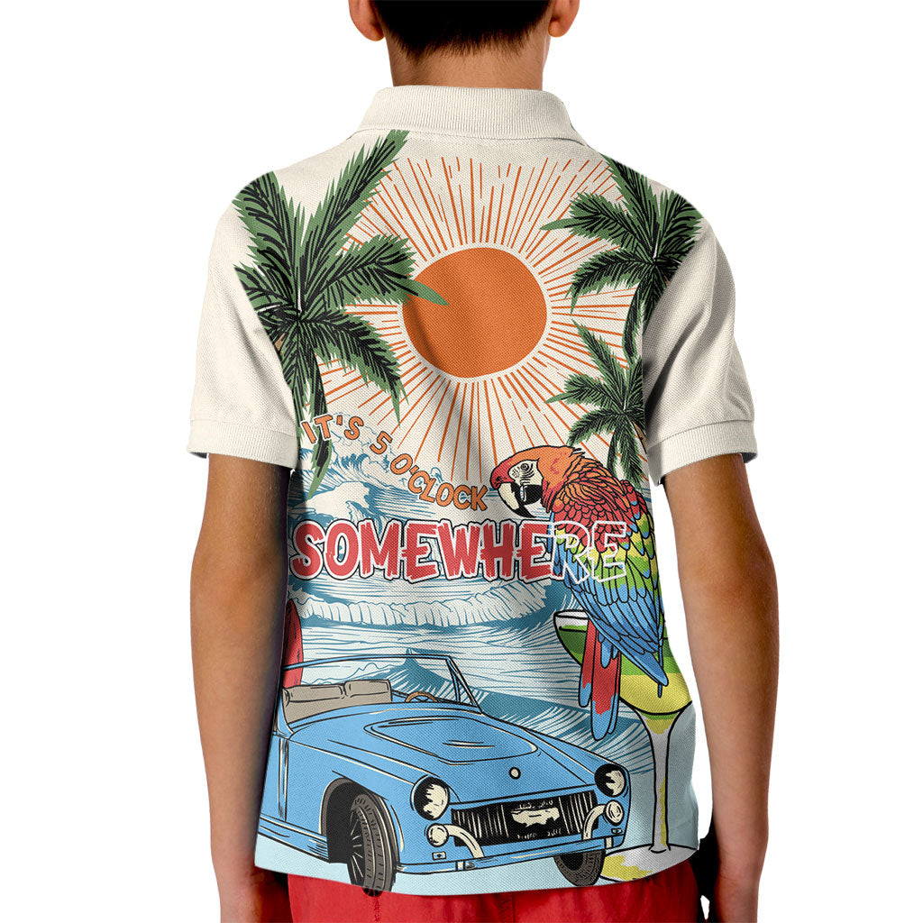 Summer Holiday It's 5 o'clock Somewhere Vintage Hawaii Kid Polo Shirt