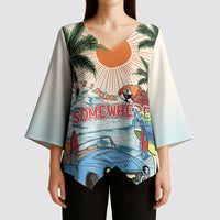 Summer Holiday It's 5 o'clock Somewhere Vintage Hawaii Kimono Sleeve Blouse