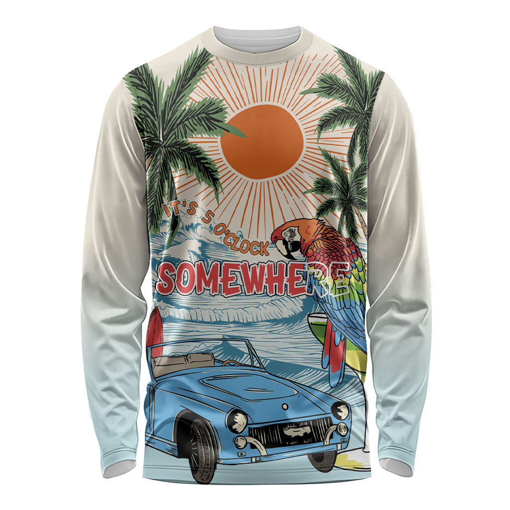 Summer Holiday It's 5 o'clock Somewhere Vintage Hawaii Long Sleeve Shirt