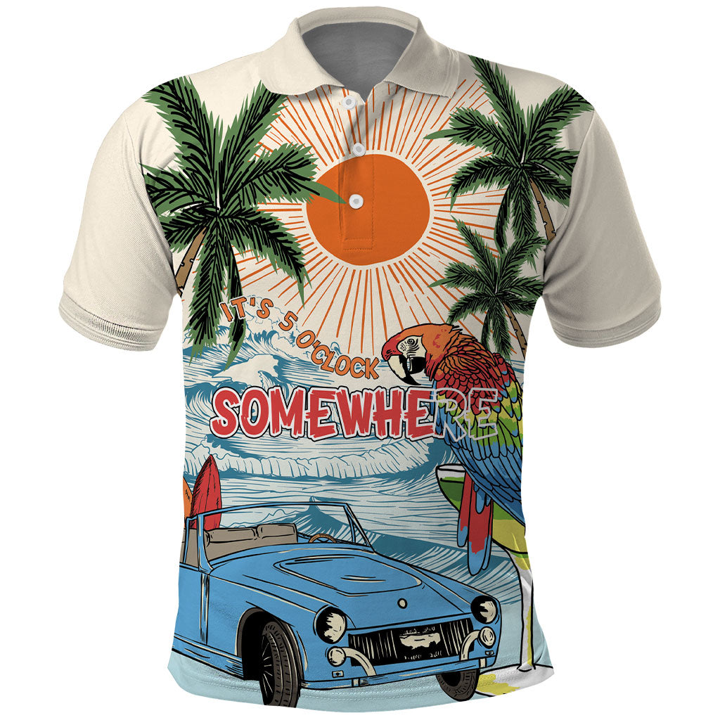 Summer Holiday It's 5 o'clock Somewhere Vintage Hawaii Polo Shirt