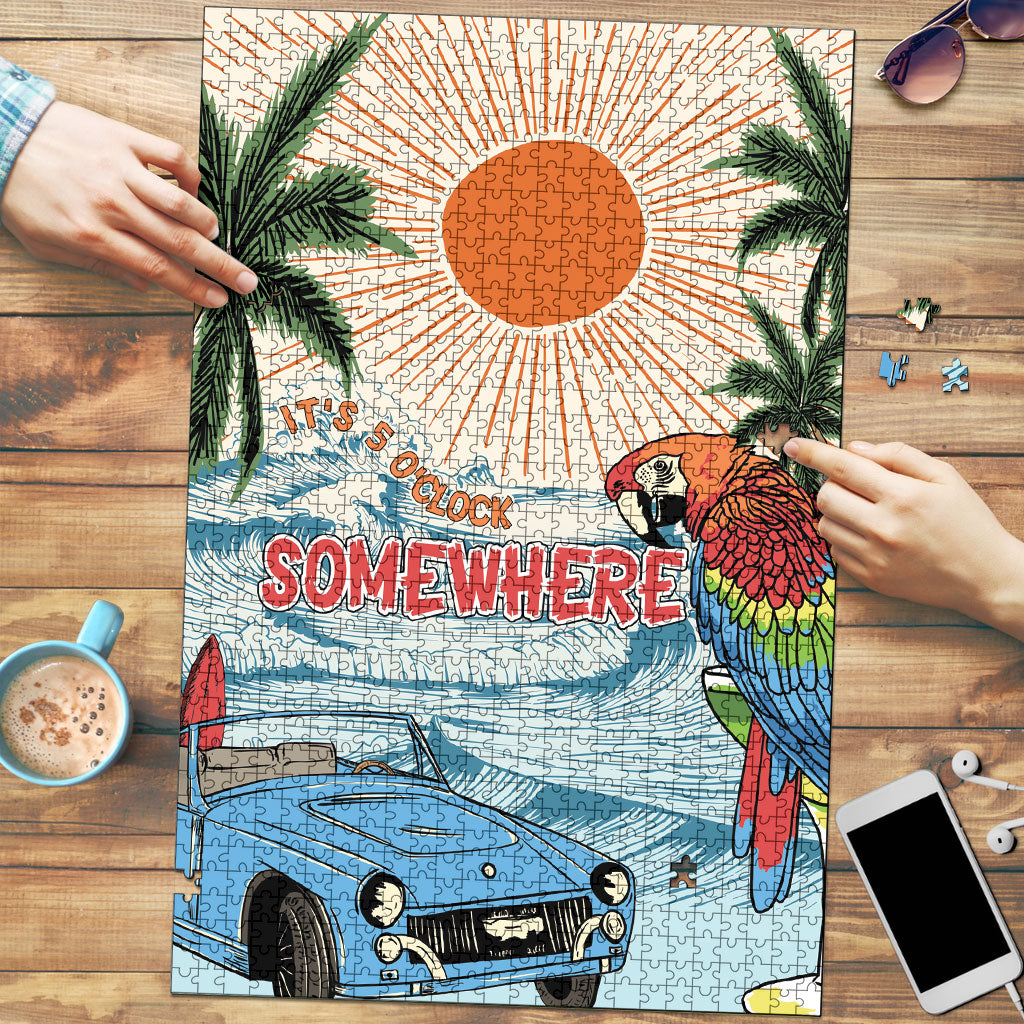 Summer Holiday It's 5 o'clock Somewhere Vintage Hawaii Puzzle