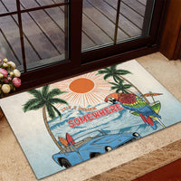 Summer Holiday It's 5 o'clock Somewhere Vintage Hawaii Rubber Doormat