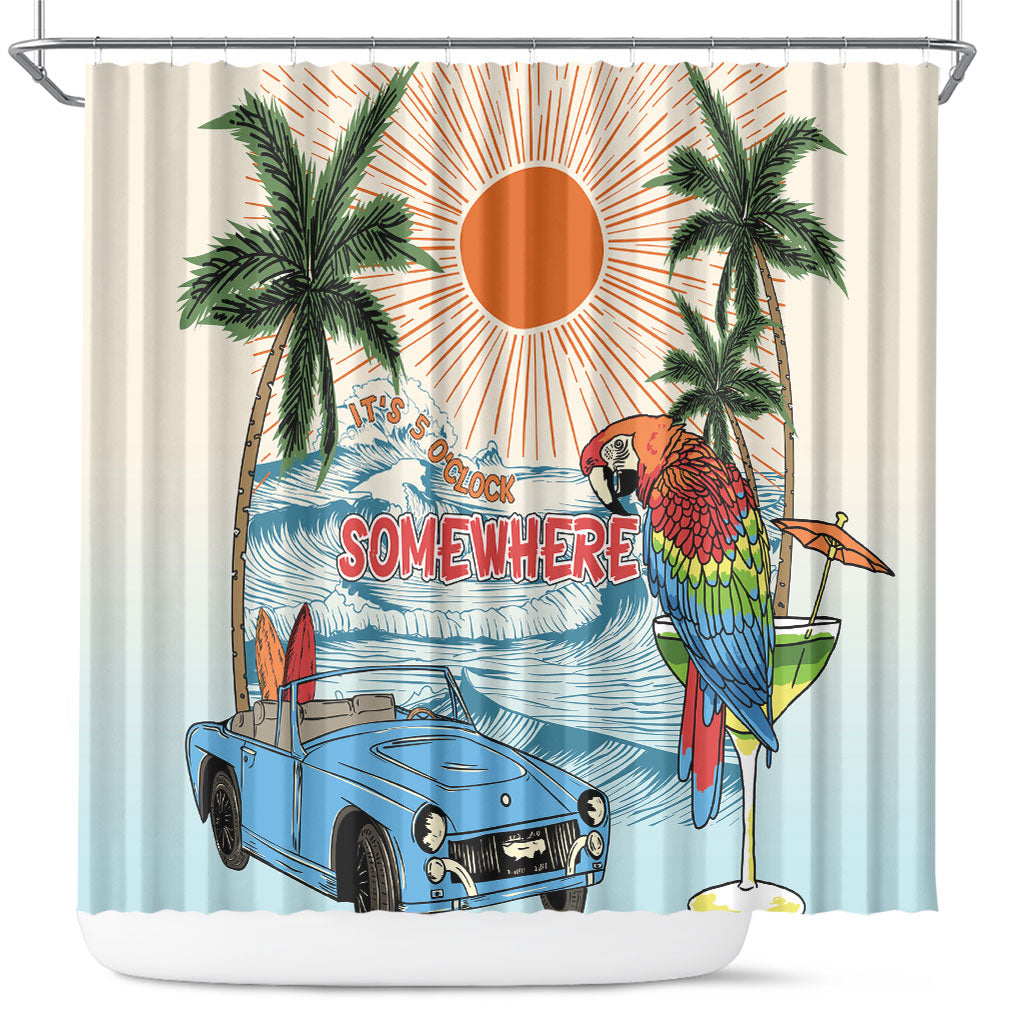 Summer Holiday It's 5 o'clock Somewhere Vintage Hawaii Shower Curtain