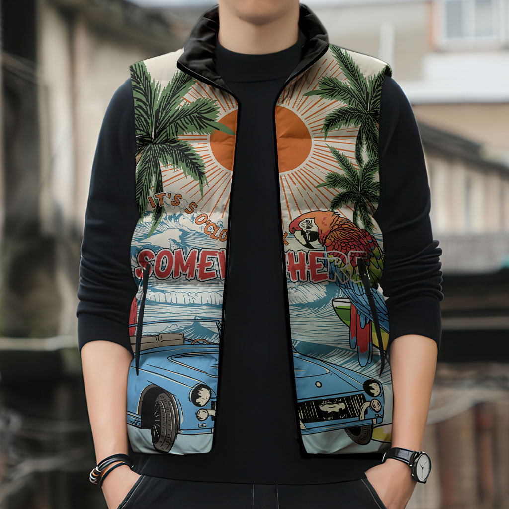 Summer Holiday It's 5 o'clock Somewhere Vintage Hawaii Sleeveless Puffer Jacket