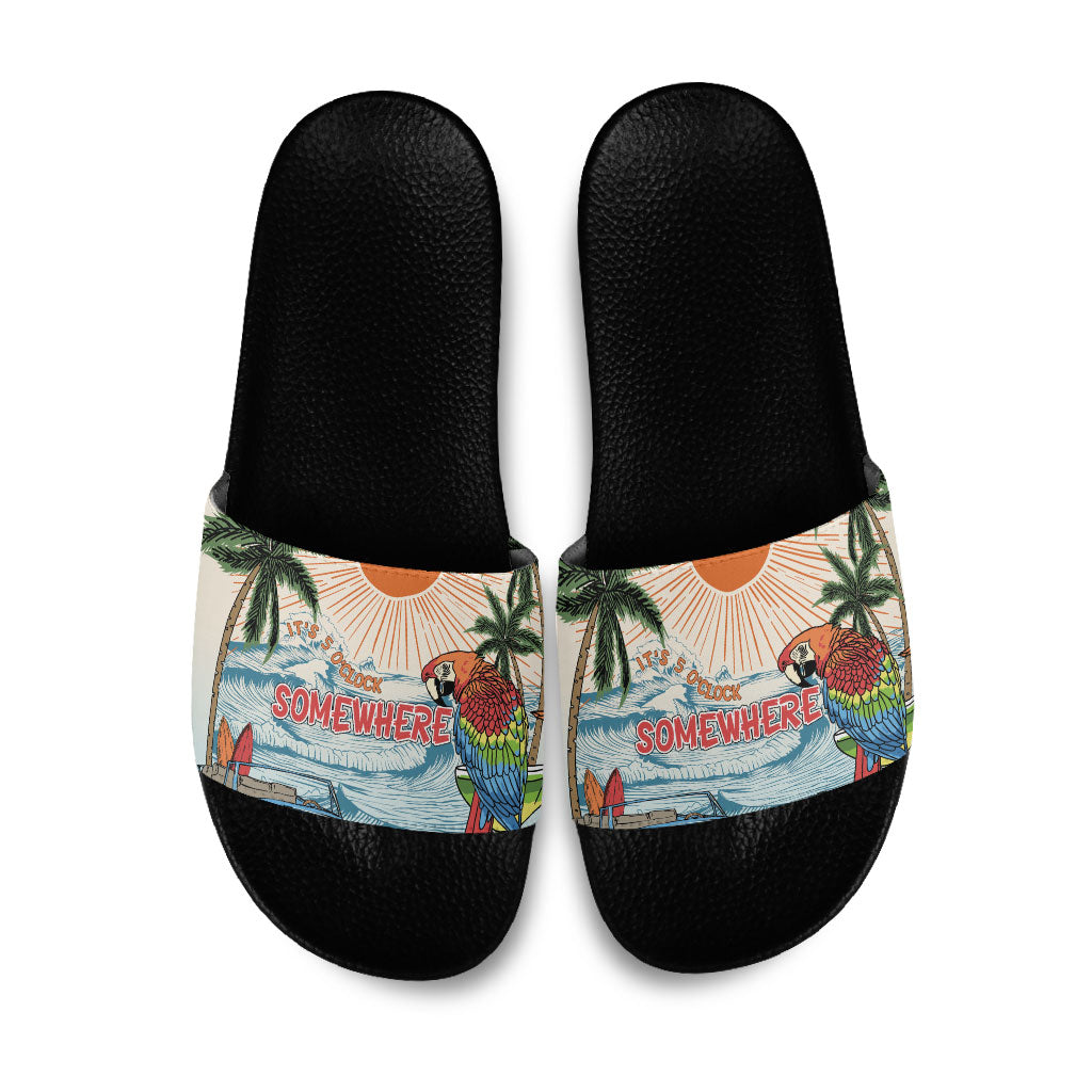 Summer Holiday It's 5 o'clock Somewhere Vintage Hawaii Slide Sandals LT7 Colorful - Polynesian Pride