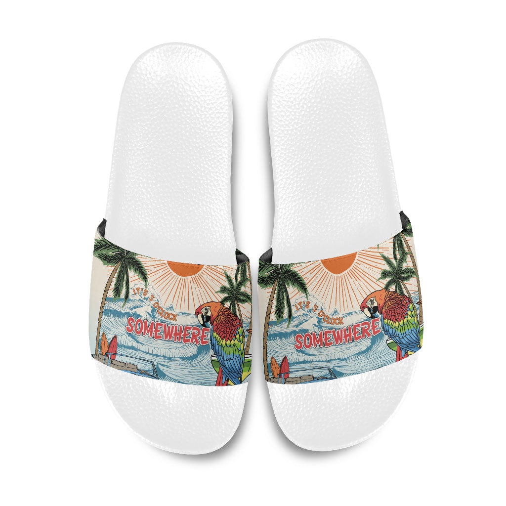 Summer Holiday It's 5 o'clock Somewhere Vintage Hawaii Slide Sandals