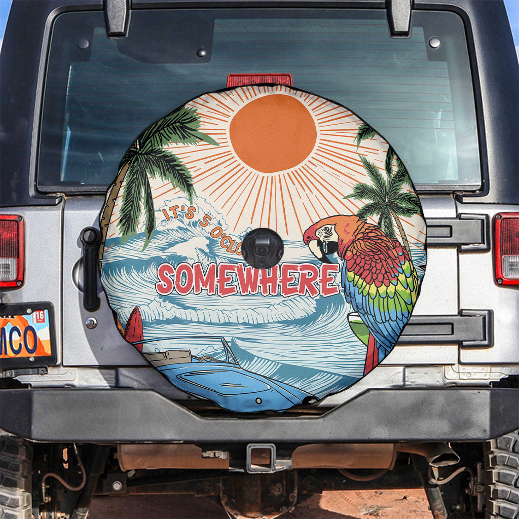 Summer Holiday It's 5 o'clock Somewhere Vintage Hawaii Spare Tire Cover