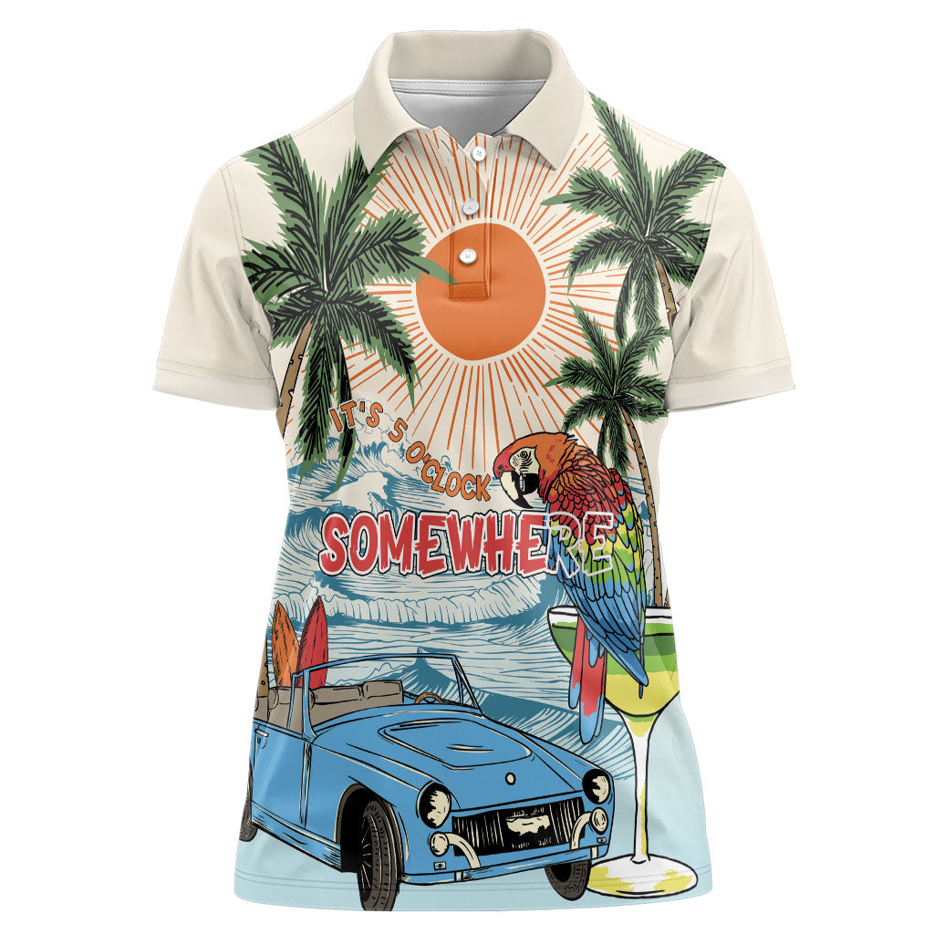 Summer Holiday It's 5 o'clock Somewhere Vintage Hawaii Women Polo Shirt