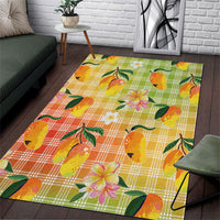 Aloha Hawaii Palaka Print Mango Plumeria Area Rug Tropical Vibes