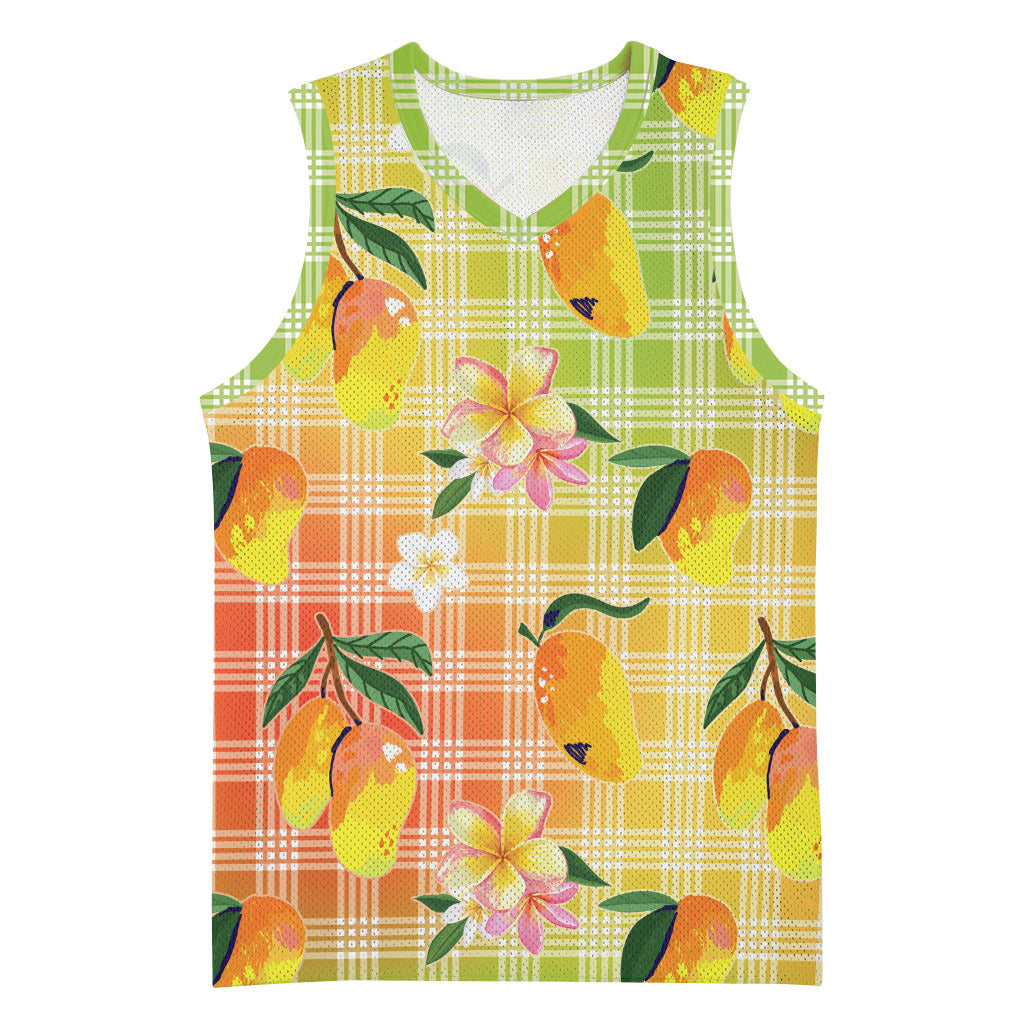 Aloha Hawaii Palaka Print Mango Plumeria Basketball Jersey Tropical Vibes