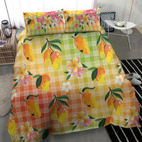 Aloha Hawaii Palaka Print Mango Plumeria Bedding Set Tropical Vibes