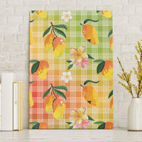 Aloha Hawaii Palaka Print Mango Plumeria Canvas Wall Art Tropical Vibes