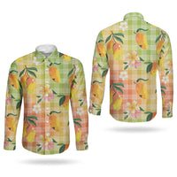 Aloha Hawaii Palaka Print Mango Plumeria Couples Matching Tank Maxi Dress and Long Sleeve Button Shirt Tropical Vibes