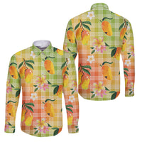 Aloha Hawaii Palaka Print Mango Plumeria Family Matching Mermaid Dress and Hawaiian Shirt Tropical Vibes