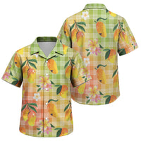 Aloha Hawaii Palaka Print Mango Plumeria Family Matching Off Shoulder Maxi Dress and Hawaiian Shirt Tropical Vibes