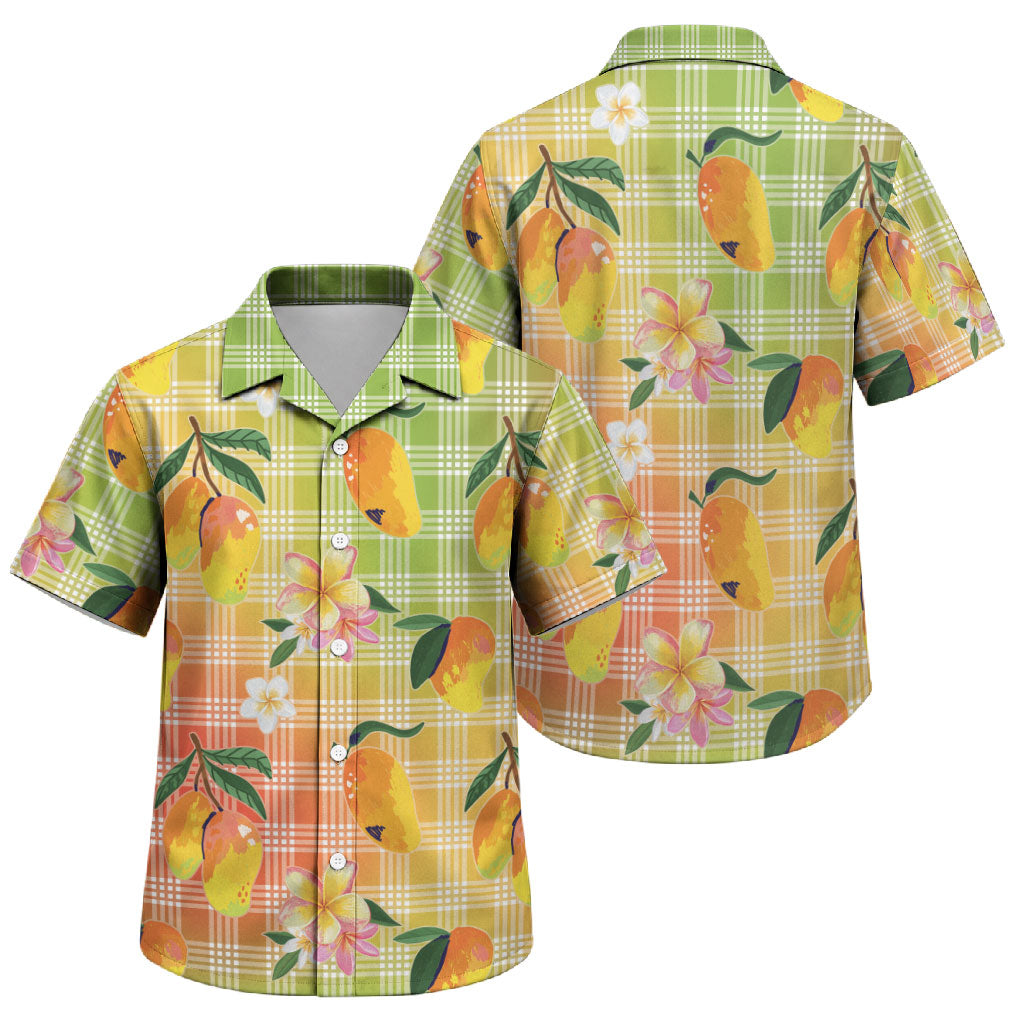 Aloha Hawaii Palaka Print Mango Plumeria Family Matching Tank Maxi Dress and Hawaiian Shirt Tropical Vibes