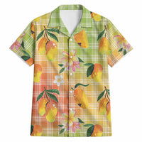 Aloha Hawaii Palaka Print Mango Plumeria Hawaiian Shirt Tropical Vibes