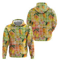 Aloha Hawaii Palaka Print Mango Plumeria Hoodie Tropical Vibes