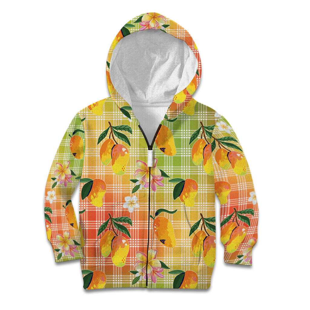 Aloha Hawaii Palaka Print Mango Plumeria Kid Hoodie Tropical Vibes