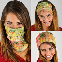 Aloha Hawaii Palaka Print Mango Plumeria Neck Gaiter Tropical Vibes