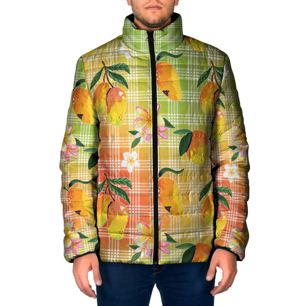 Aloha Hawaii Palaka Print Mango Plumeria Padded Jacket Tropical Vibes