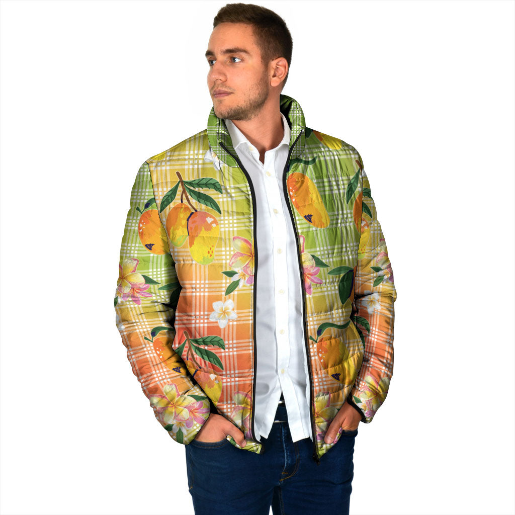 Aloha Hawaii Palaka Print Mango Plumeria Padded Jacket Tropical Vibes