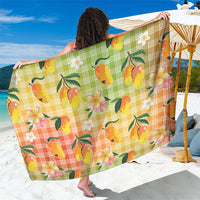 Aloha Hawaii Palaka Print Mango Plumeria Sarong Tropical Vibes