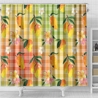 Aloha Hawaii Palaka Print Mango Plumeria Shower Curtain Tropical Vibes