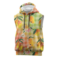 Aloha Hawaii Palaka Print Mango Plumeria Sleeveless Hoodie Tropical Vibes