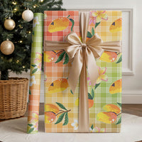 Aloha Hawaii Palaka Print Mango Plumeria Wrapping Paper Tropical Vibes