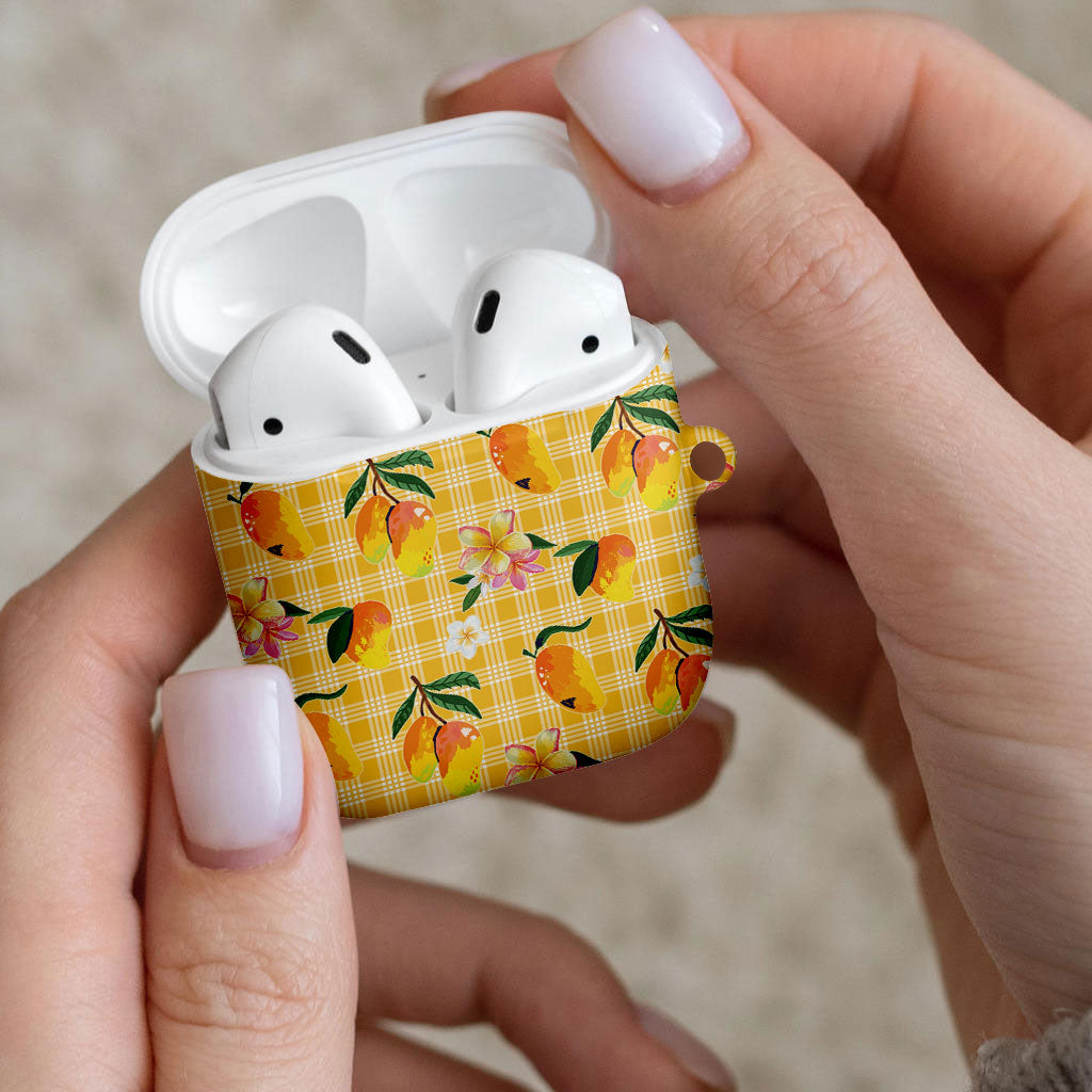 Aloha Hawaii Palaka Print Mango Plumeria AirPods Case Fresh Lemon