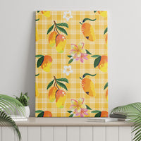 Aloha Hawaii Palaka Print Mango Plumeria Canvas Wall Art Fresh Lemon