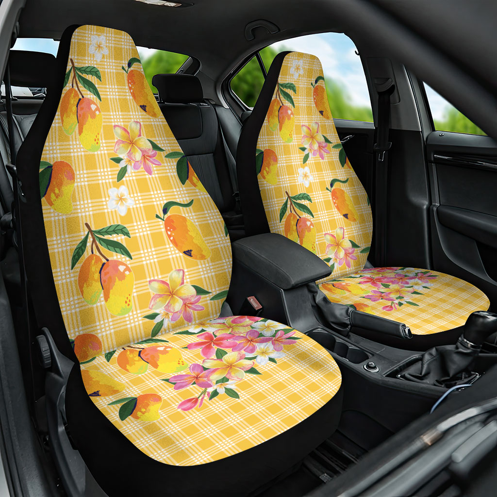Aloha Hawaii Palaka Print Mango Plumeria Car Seat Cover Fresh Lemon