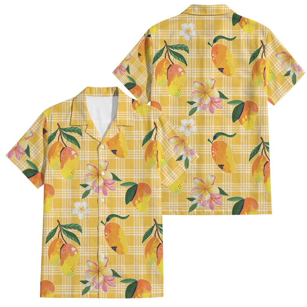 Aloha Hawaii Palaka Print Mango Plumeria Family Matching Summer Maxi Dress and Hawaiian Shirt Fresh Lemon