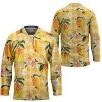 Aloha Hawaii Palaka Print Mango Plumeria Hockey Jersey Fresh Lemon