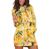 Aloha Hawaii Palaka Print Mango Plumeria Hoodie Dress Fresh Lemon