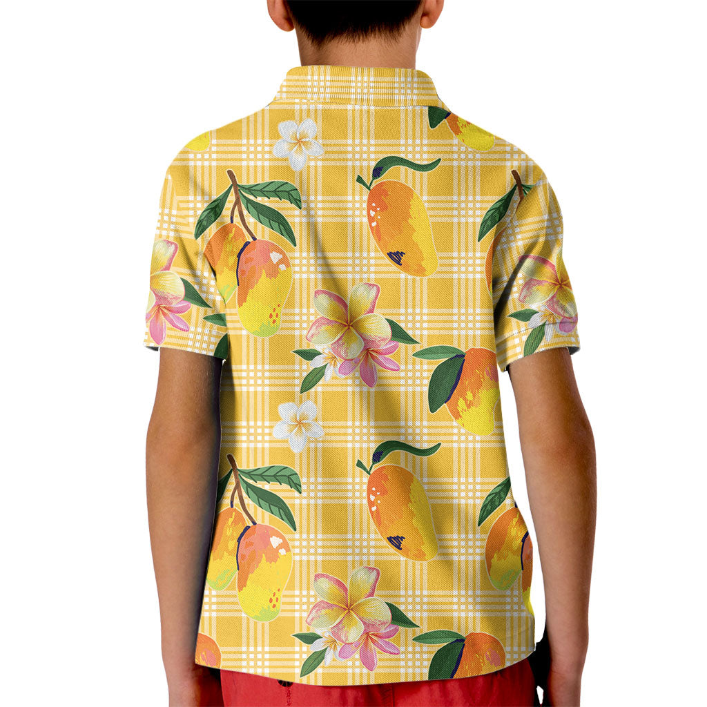 Aloha Hawaii Palaka Print Mango Plumeria Kid Polo Shirt Fresh Lemon