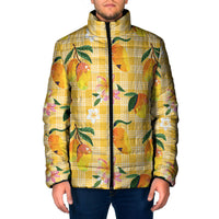 Aloha Hawaii Palaka Print Mango Plumeria Padded Jacket Fresh Lemon