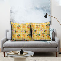 Aloha Hawaii Palaka Print Mango Plumeria Pillow Cover Fresh Lemon