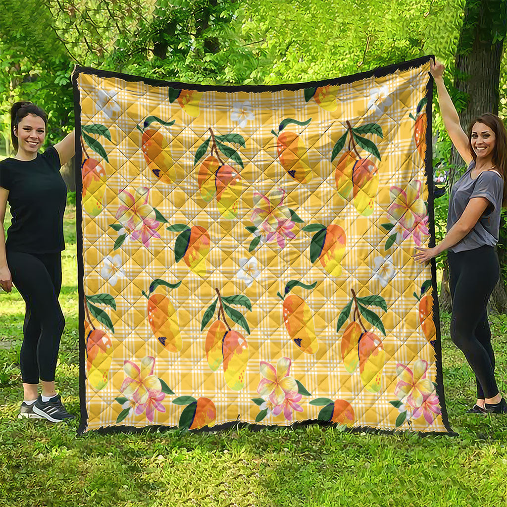 Aloha Hawaii Palaka Print Mango Plumeria Quilt Fresh Lemon