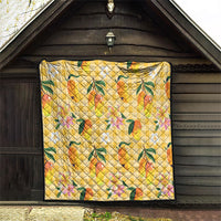 Aloha Hawaii Palaka Print Mango Plumeria Quilt Fresh Lemon