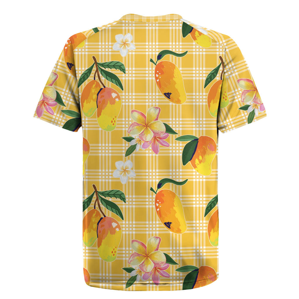 Aloha Hawaii Palaka Print Mango Plumeria Rugby Jersey Fresh Lemon