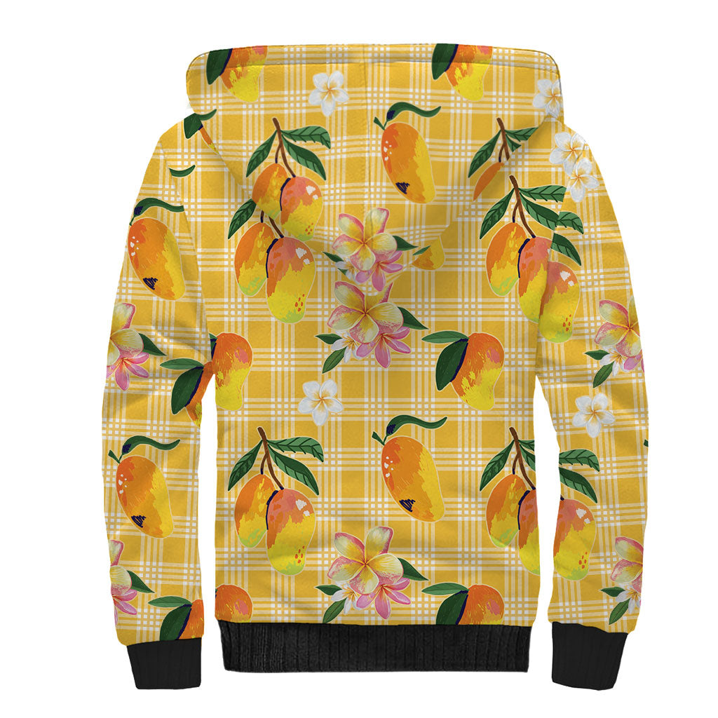 Aloha Hawaii Palaka Print Mango Plumeria Sherpa Hoodie Fresh Lemon