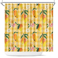 Aloha Hawaii Palaka Print Mango Plumeria Shower Curtain Fresh Lemon