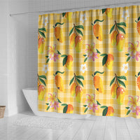 Aloha Hawaii Palaka Print Mango Plumeria Shower Curtain Fresh Lemon