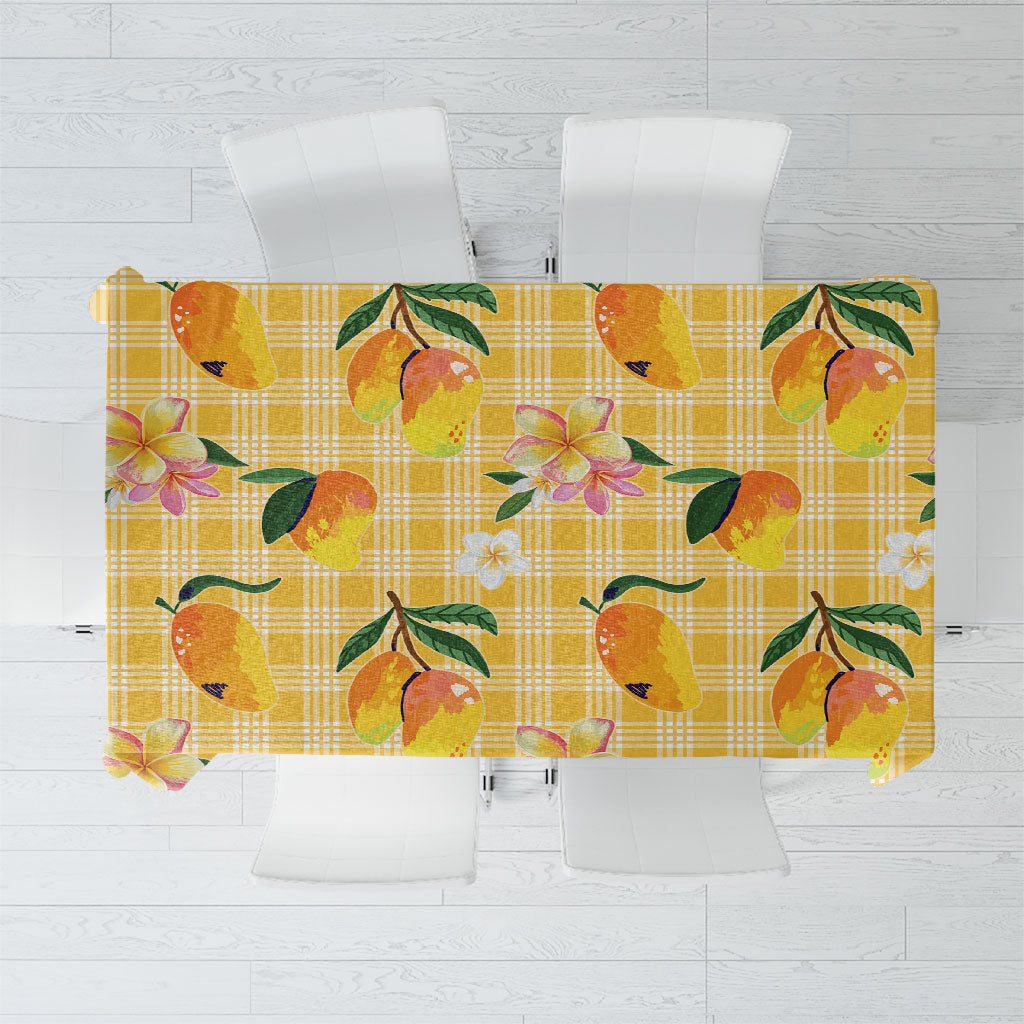 Aloha Hawaii Palaka Print Mango Plumeria Tablecloth Fresh Lemon