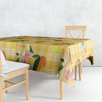 Aloha Hawaii Palaka Print Mango Plumeria Tablecloth Fresh Lemon