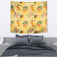 Aloha Hawaii Palaka Print Mango Plumeria Tapestry Fresh Lemon